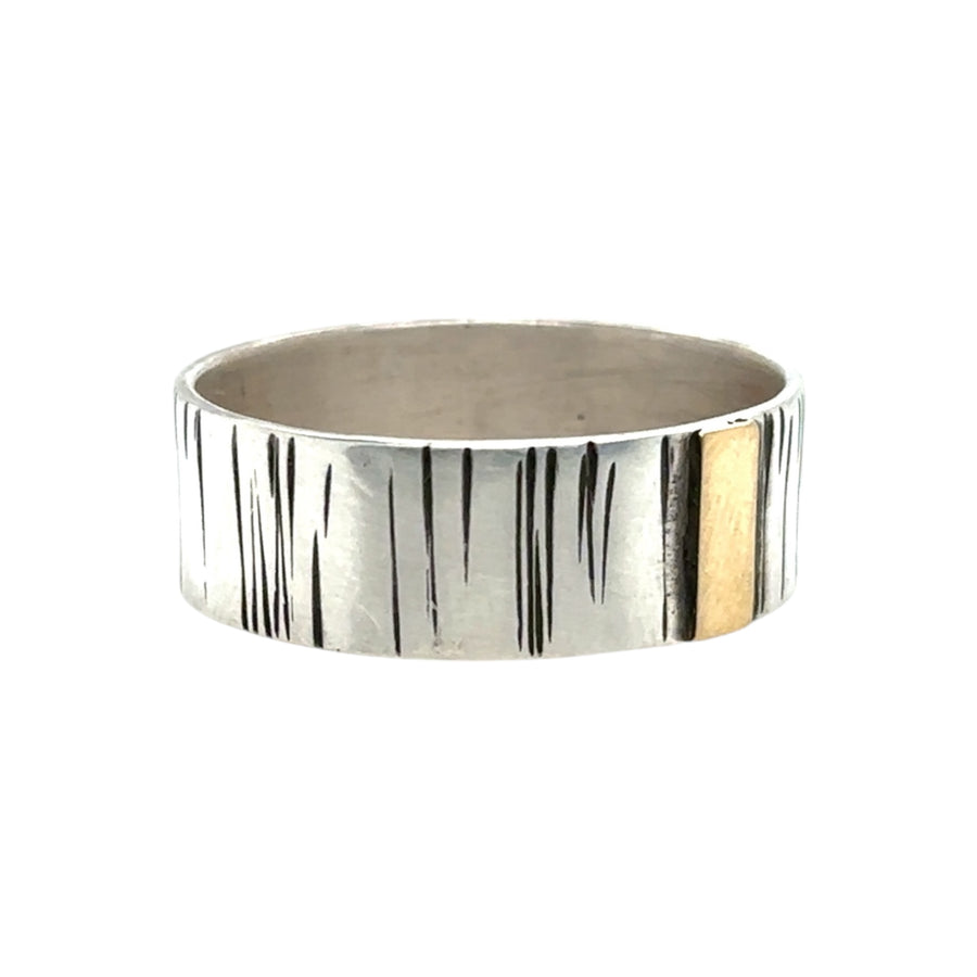 Ring - Silver with 18k Gold Band - Size 12.75