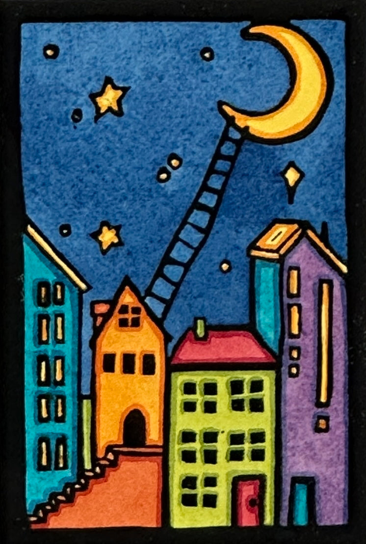 Climb to the Moon - Original Linocut