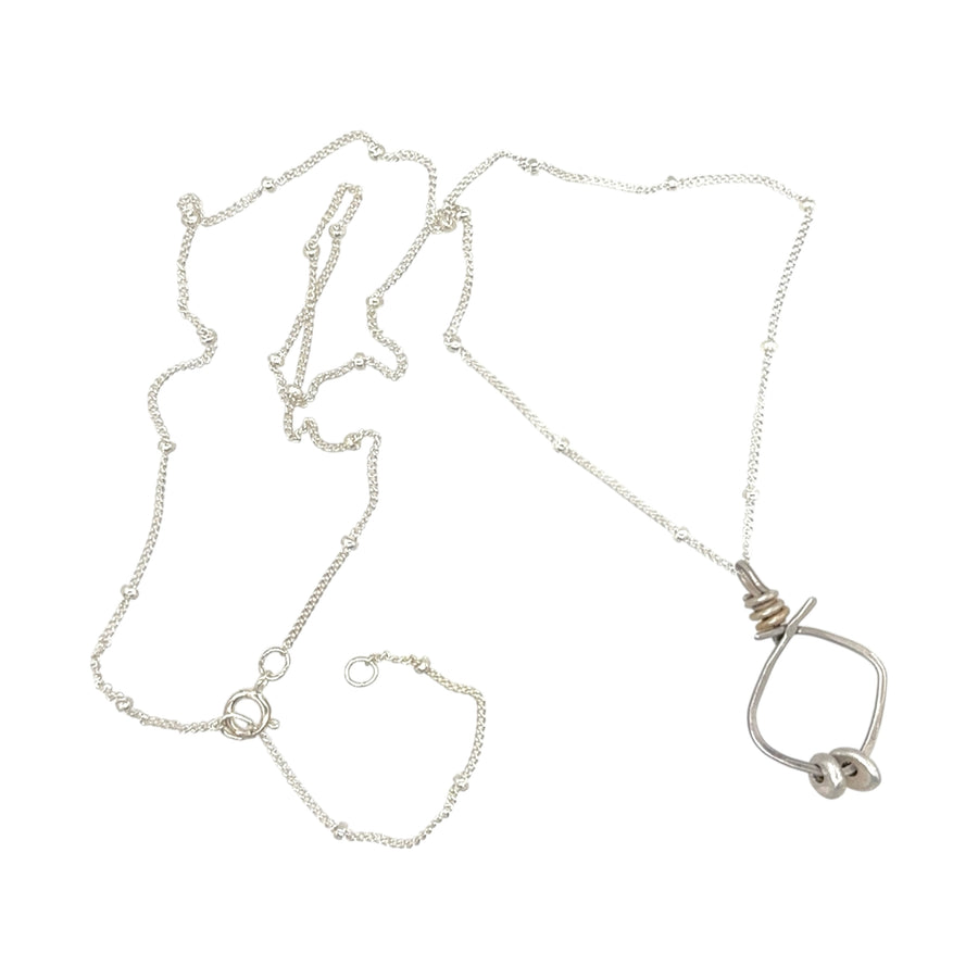 Necklace - Silver Overlap with Silver Beads