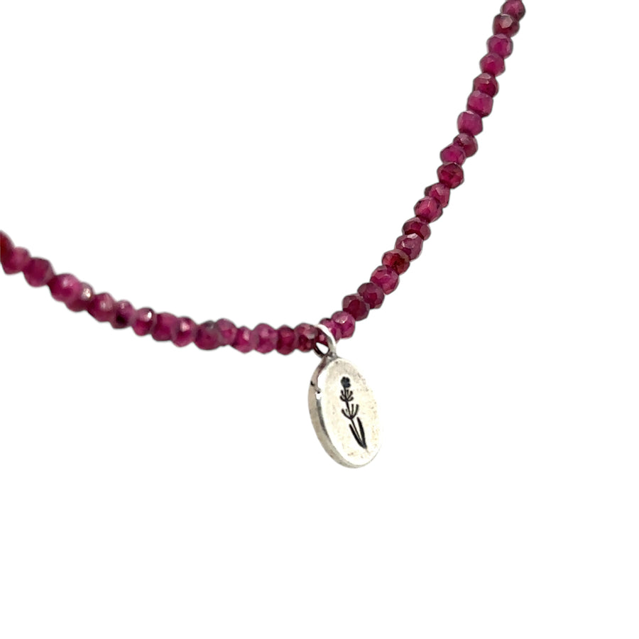 Necklace - Faceted Garnet with Lavender Pendant