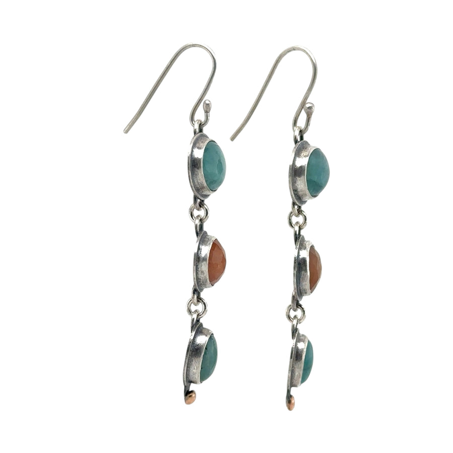 Earrings - Grandidierite and Golden Fire Moonstone