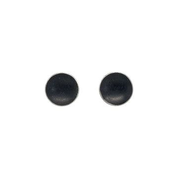 Earrings - Oxidized Sterling Silver Disk Stud