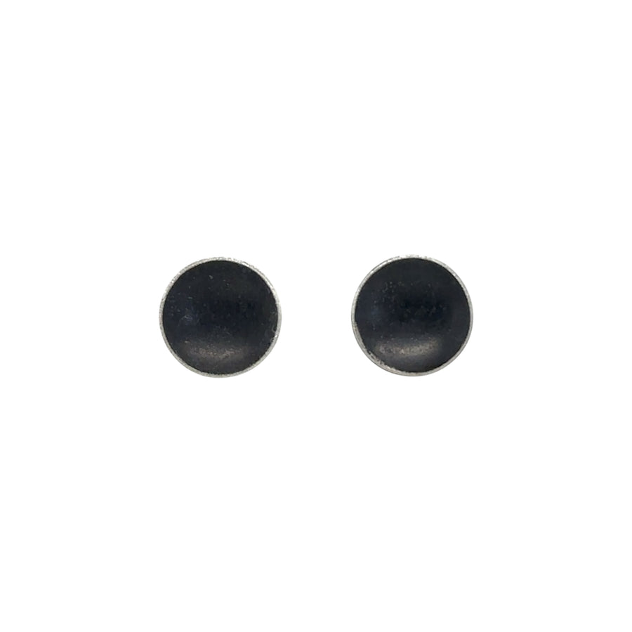 Earrings - Oxidized Sterling Silver Disk Stud