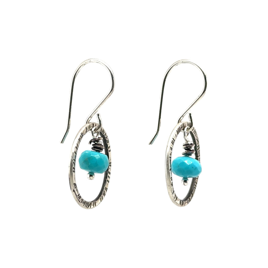 Earrings - Turquoise with Silver Circles