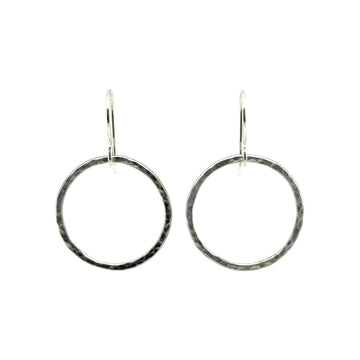 Earrings - Silver Hammered Circles