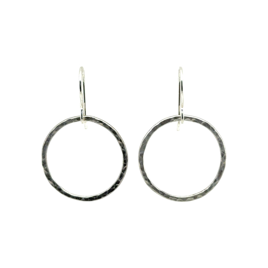 Earrings - Silver Hammered Circles