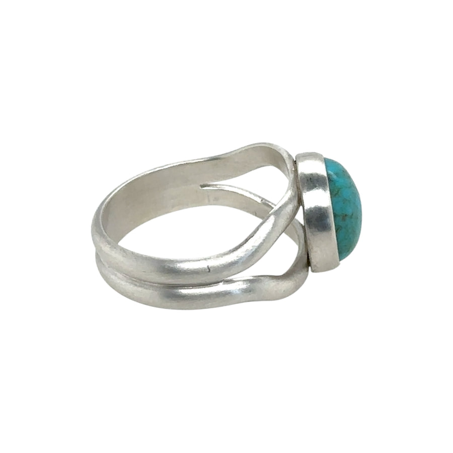 Turquoise Ring with Brushed Finished