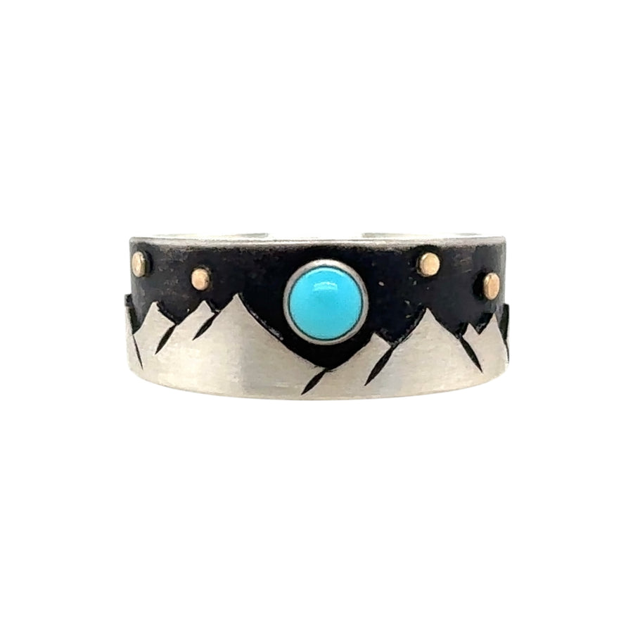 Mountains Ring with Turquoise #9s