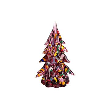 Small Decorated Glass Tree - Ruby