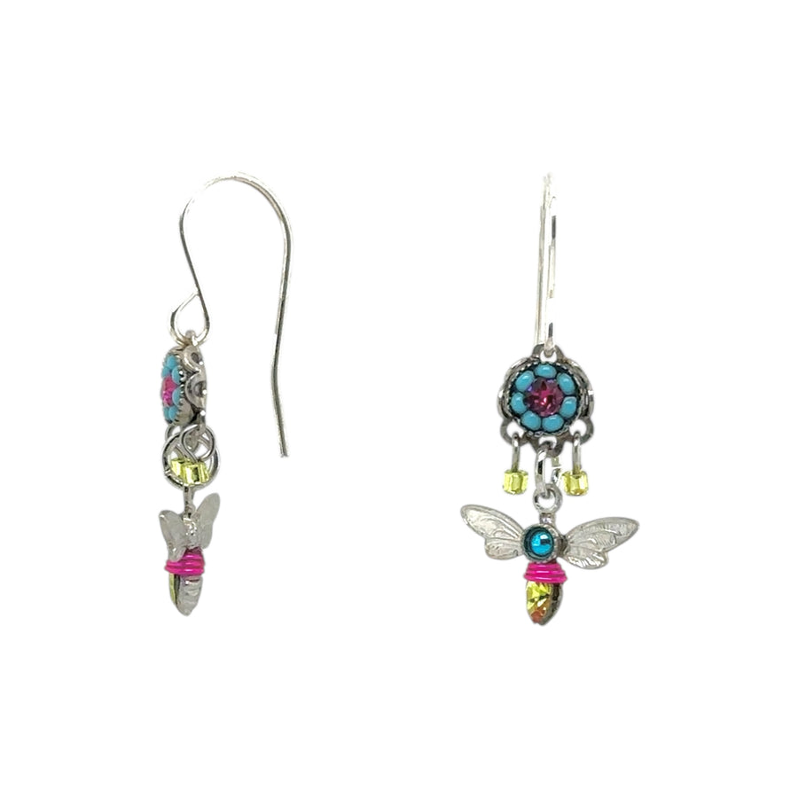 Earrings - Dragonfly with Flower