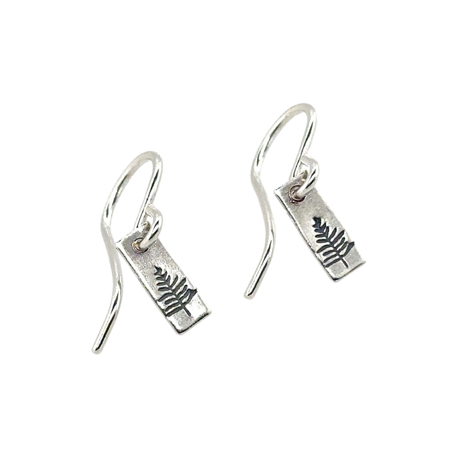 Earrings - Rectangle with Fern Pine