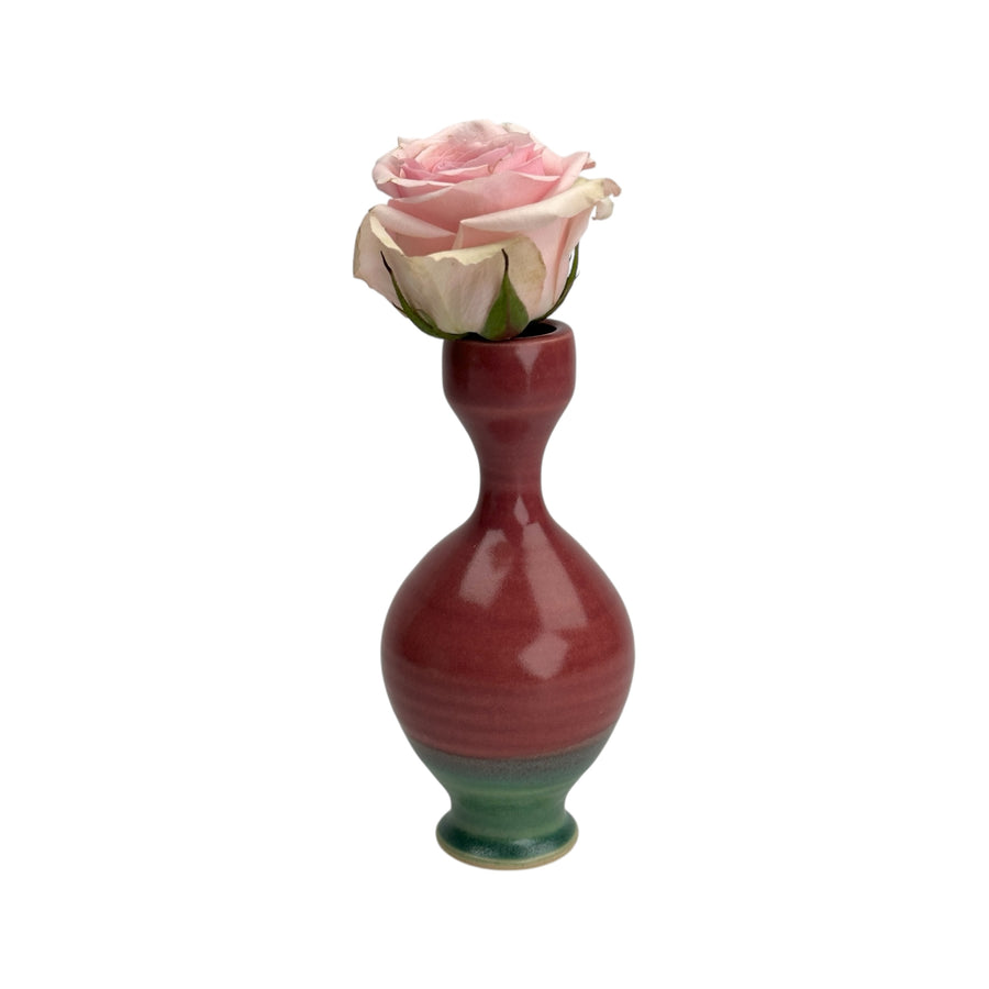 Bud Vase - Cranberry/Green