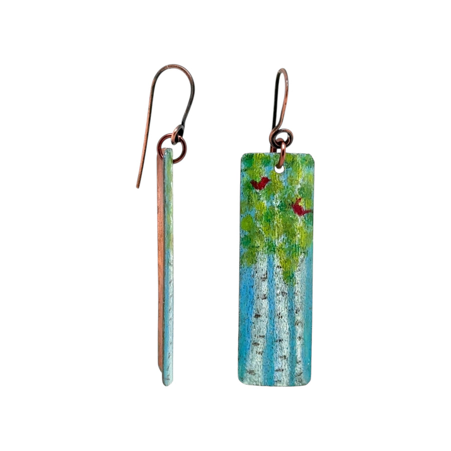 Earrings - Spring Aspen with Cardinals