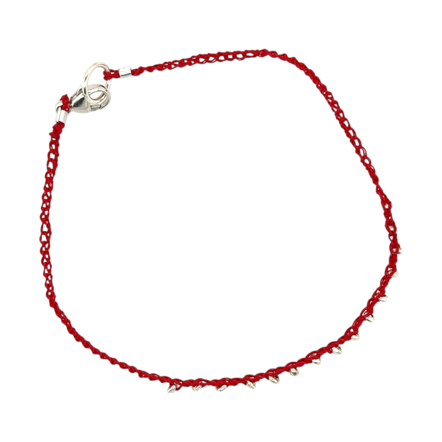 Bracelet - Hand Crocheted Gortex wtih Sterling Saucer Beads