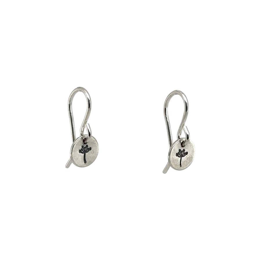 Earrings - Disk with Queen Anne Lace