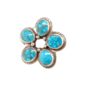 Ring - 5 Stone Turquoise Flower - Size 9.25