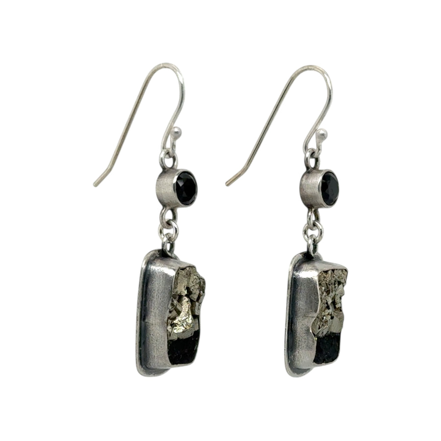 Earrings - Pyrite in Slate and Spinal