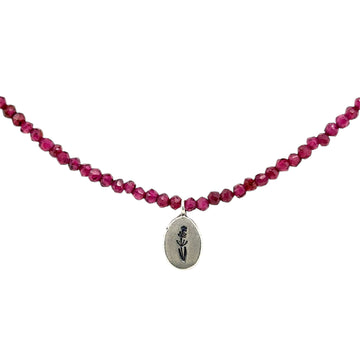 Necklace - Faceted Garnet with Lavender Pendant