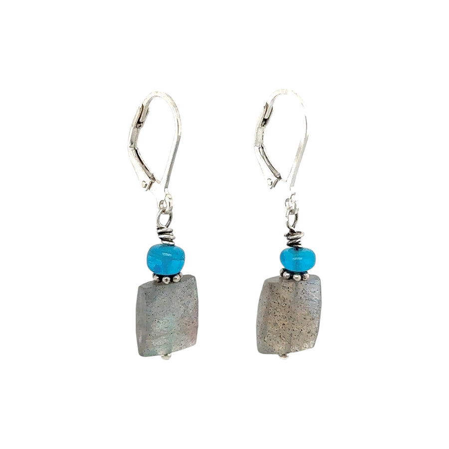 Earrings - Labradorite and Neon Apatite