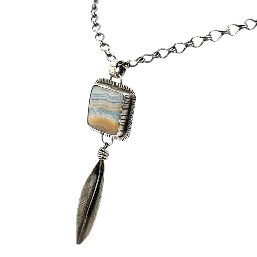Necklace - Dolomite / Colcite with Feather