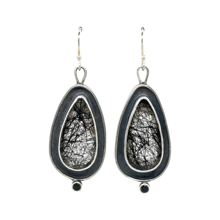 Earrings - Tourmalinated Quartz and Spinel