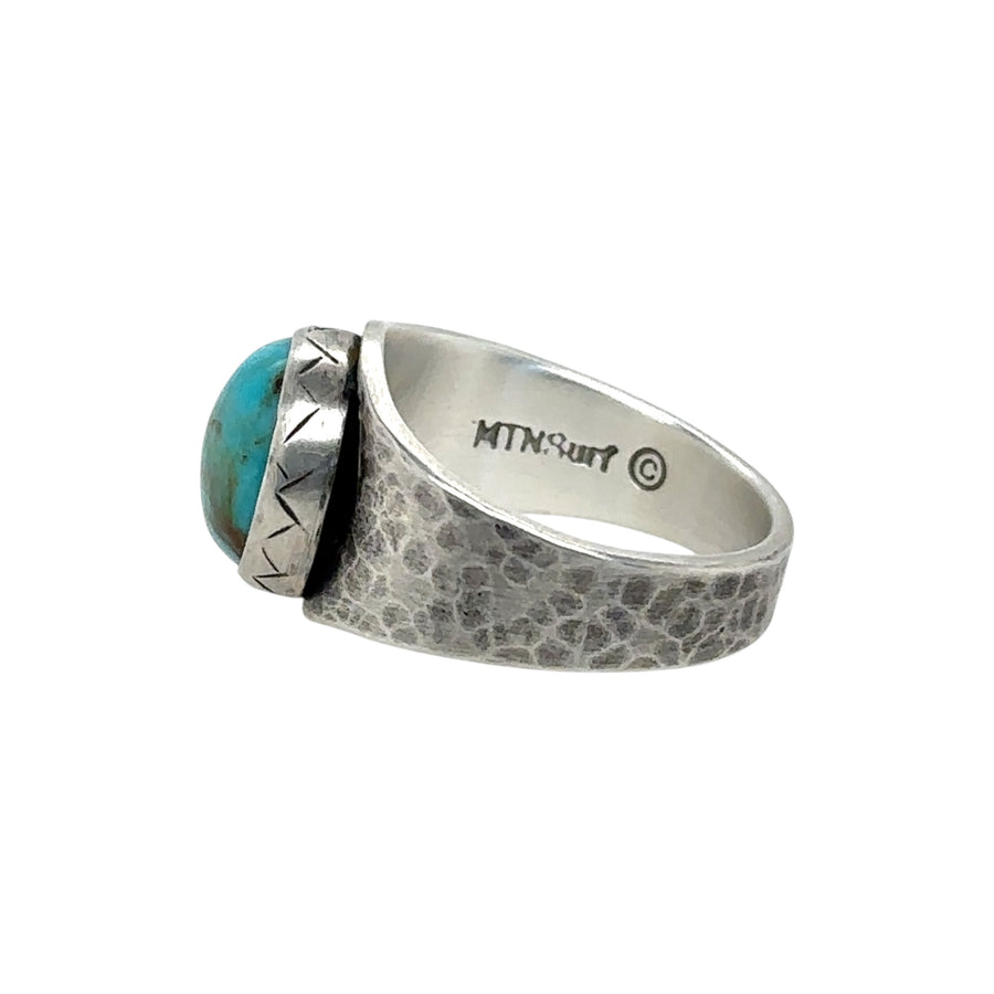 Turquoise Ring with Hammered Band