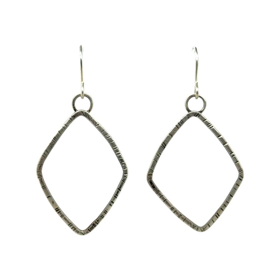Earrings - Silver Stamped Diamonds