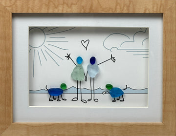 Sea Glass Couple with Dogs