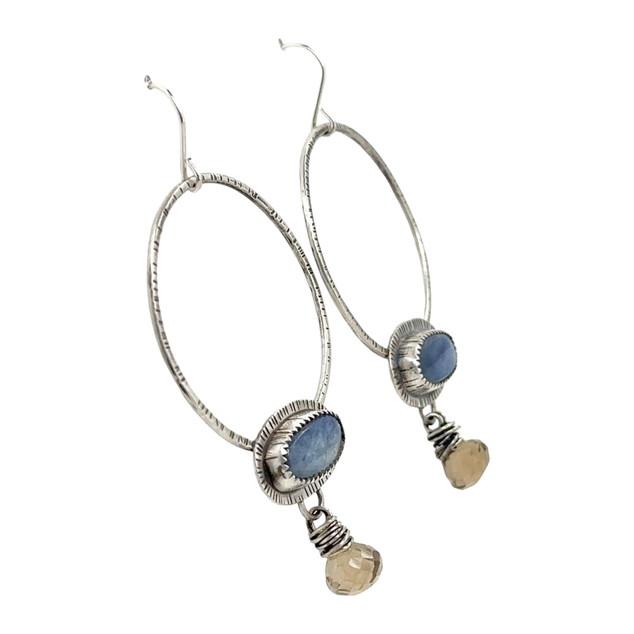 Earrings - Kyanite and Smoky Quartz