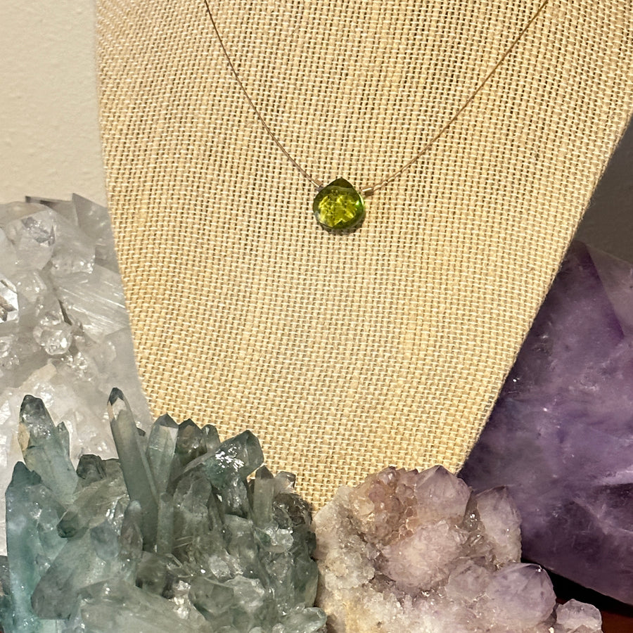 Czech Quartz Necklace - Lime Green