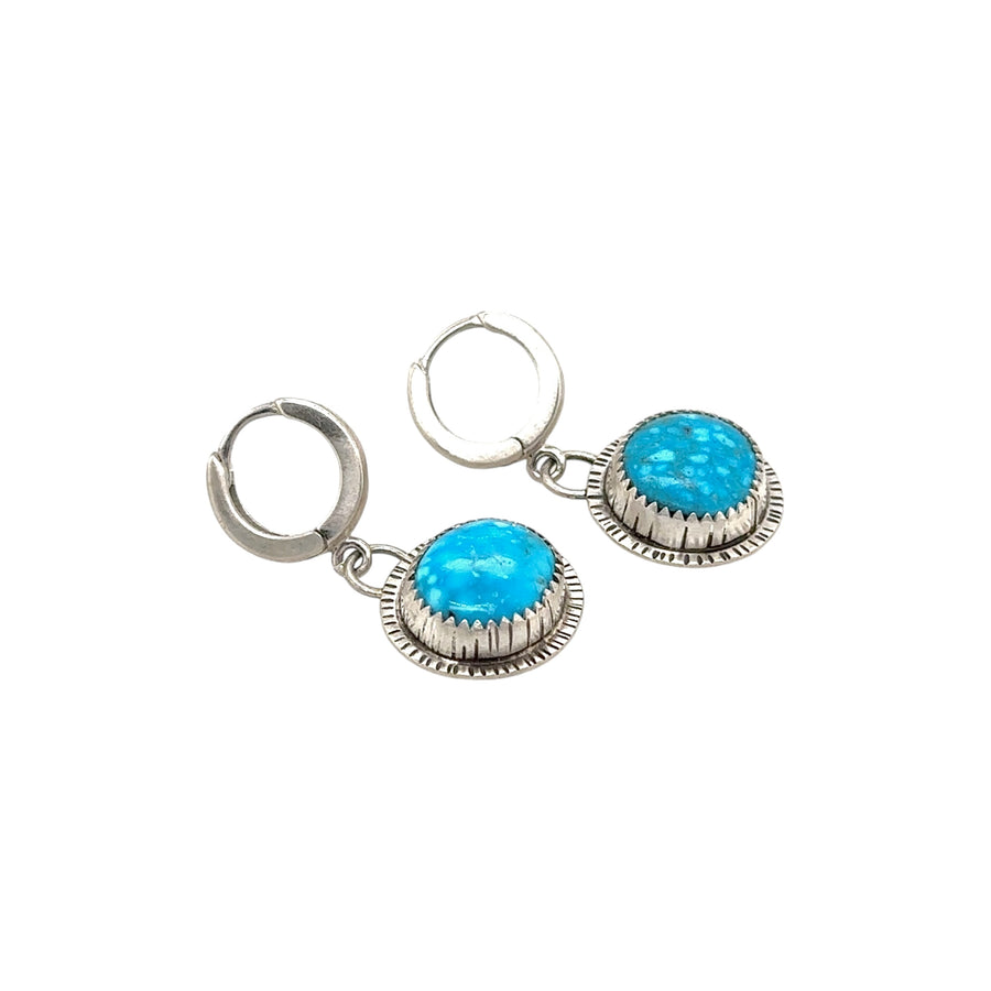 Earrings - Turquoise on Huggie Hoops