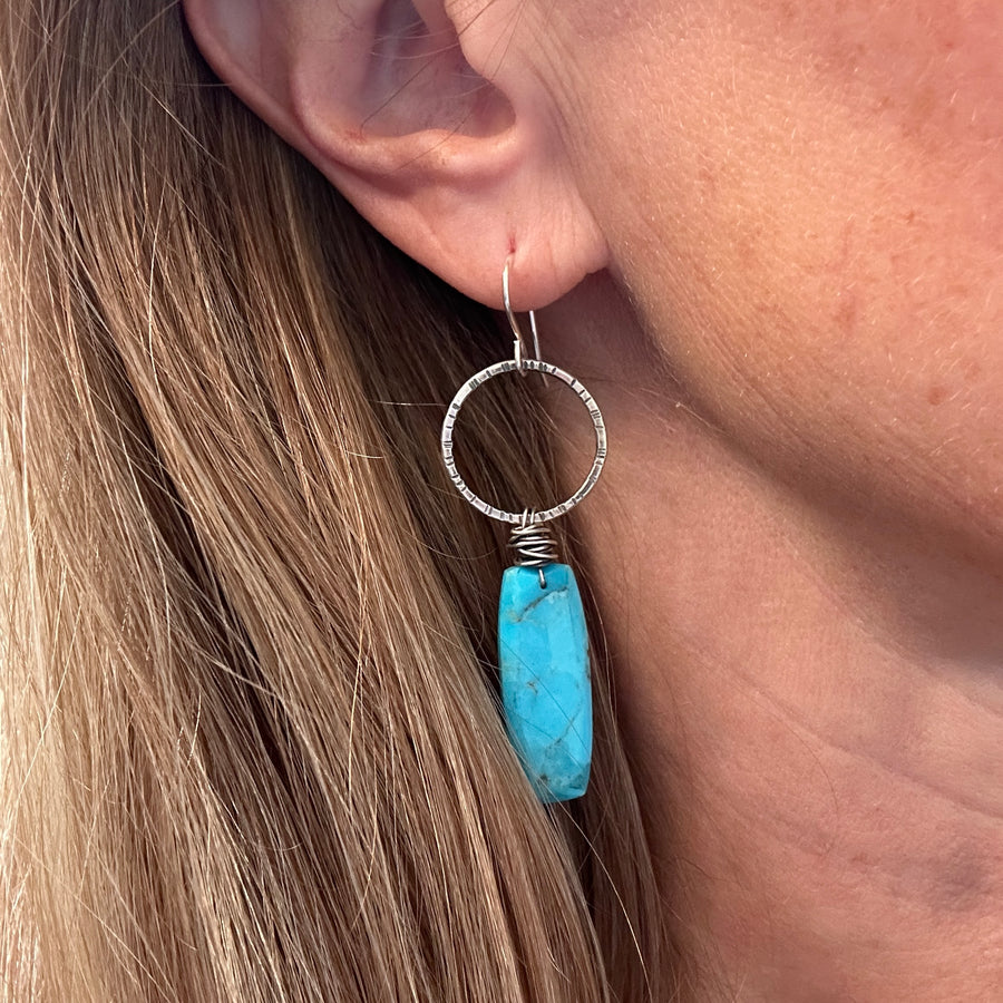Earrings - Turquoise Rectangles on Silver