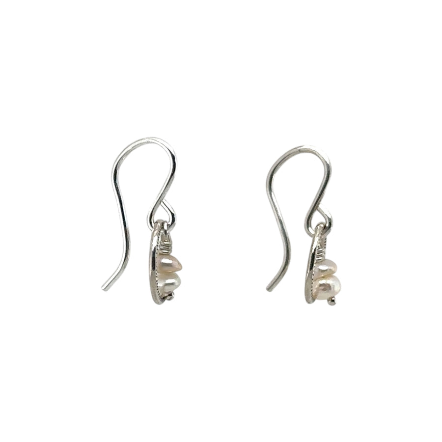 Earrings - Sterling Circle with Pearl Center