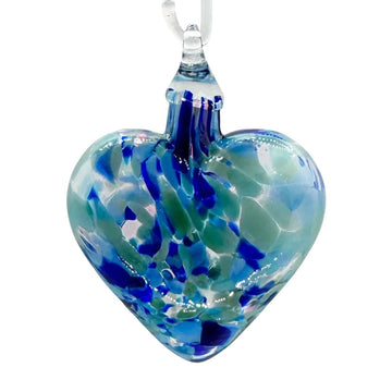 Blue Dahlia Heart Ornament