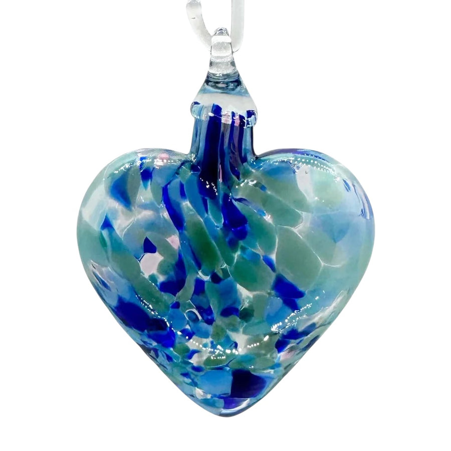 Blue Dahlia Heart Ornament