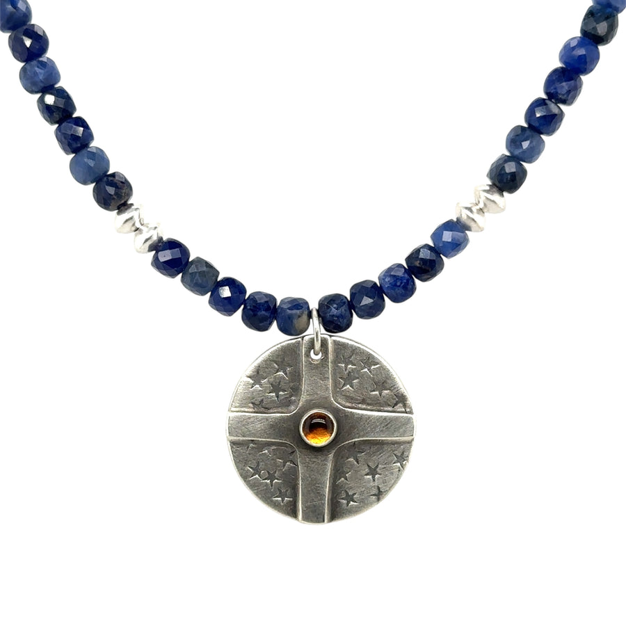 Necklace - Sodalite and Citrine Compass
