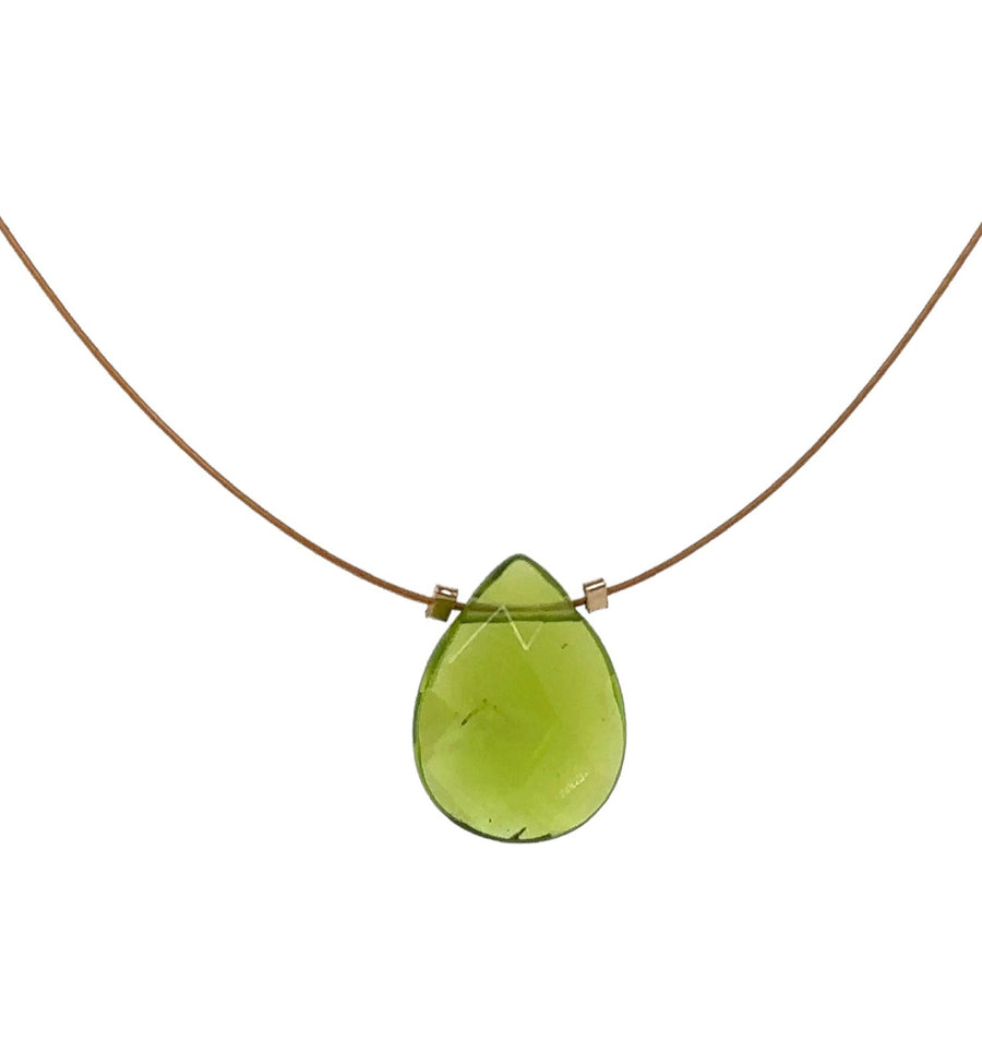 Czech Quartz Necklace - Limegreen