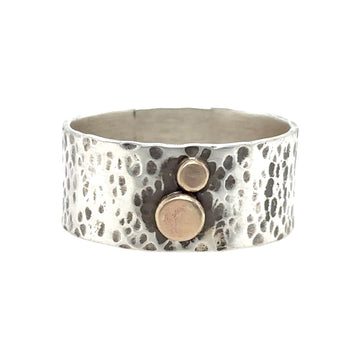 Ring - Silver with 14k Gold Dots - Size 13.5