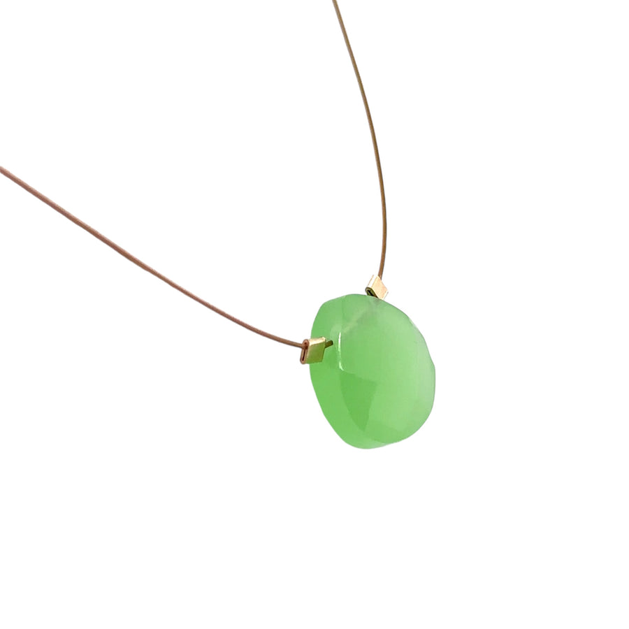 Czech Quartz Necklace - Cloudy Green