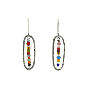 Earrings - Vintage Beads with Stamped Ovals