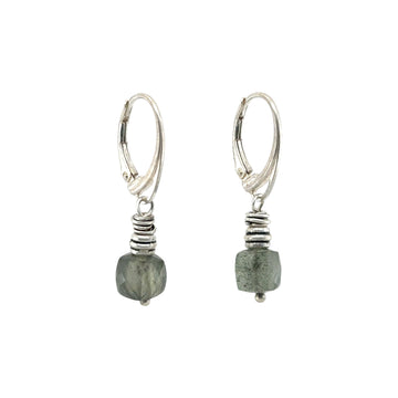 Earrings - Moss Aquamarine Cubes