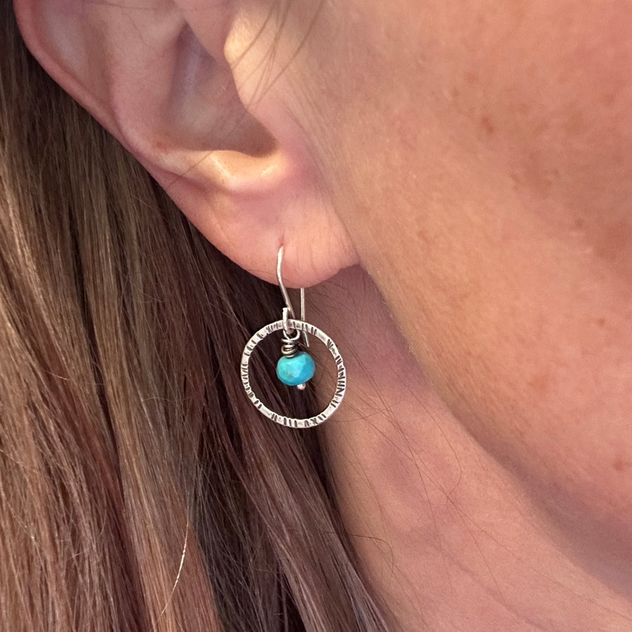 Earrings - Turquoise with Silver Circles