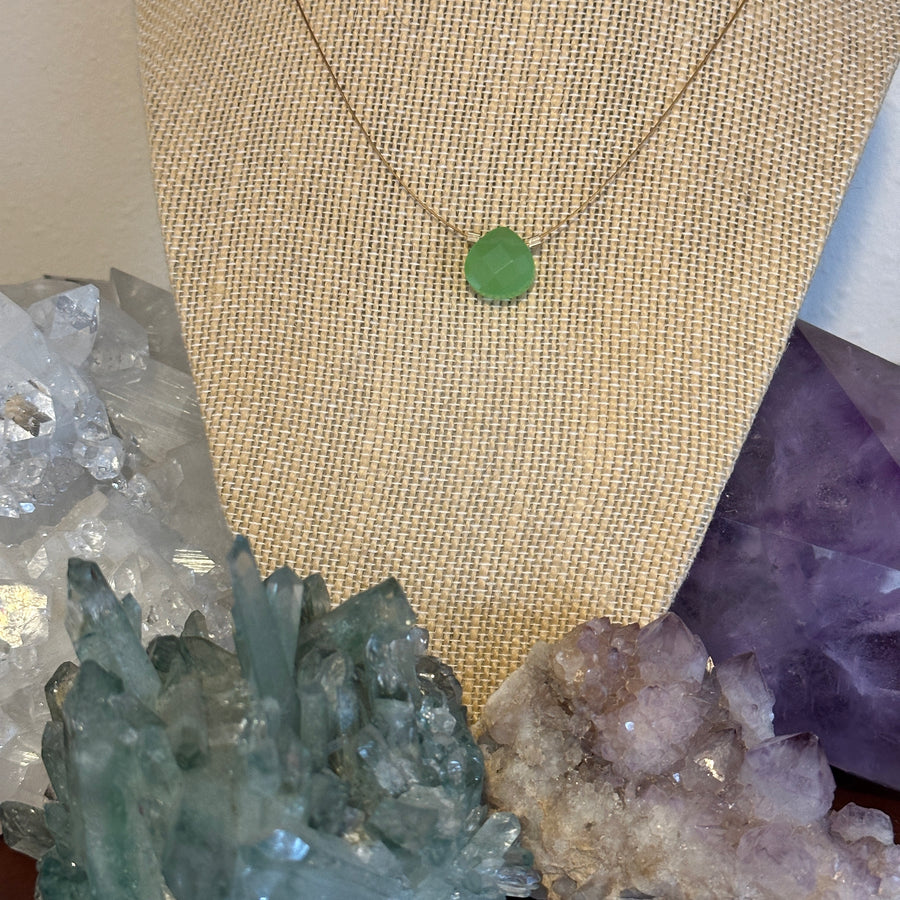 Czech Quartz Necklace - Cloudy Green