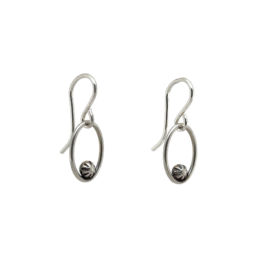 Earrings - Sterling Oval with Recycled Sterling Button