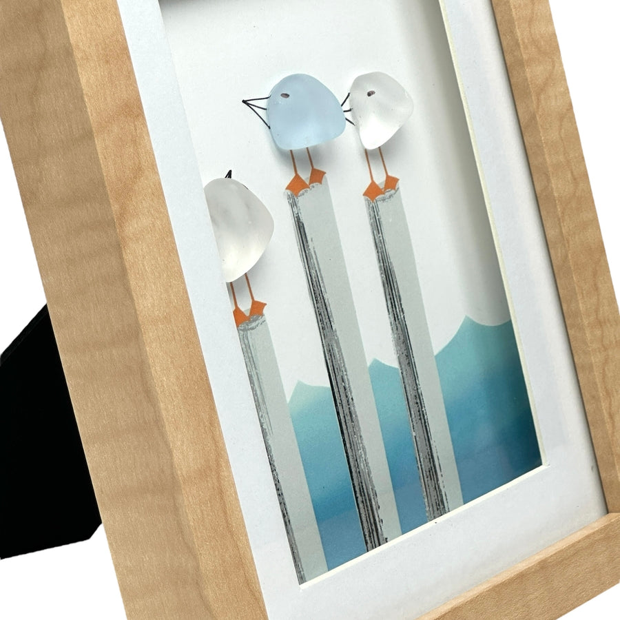 Sea Glass Gulls on Pilings