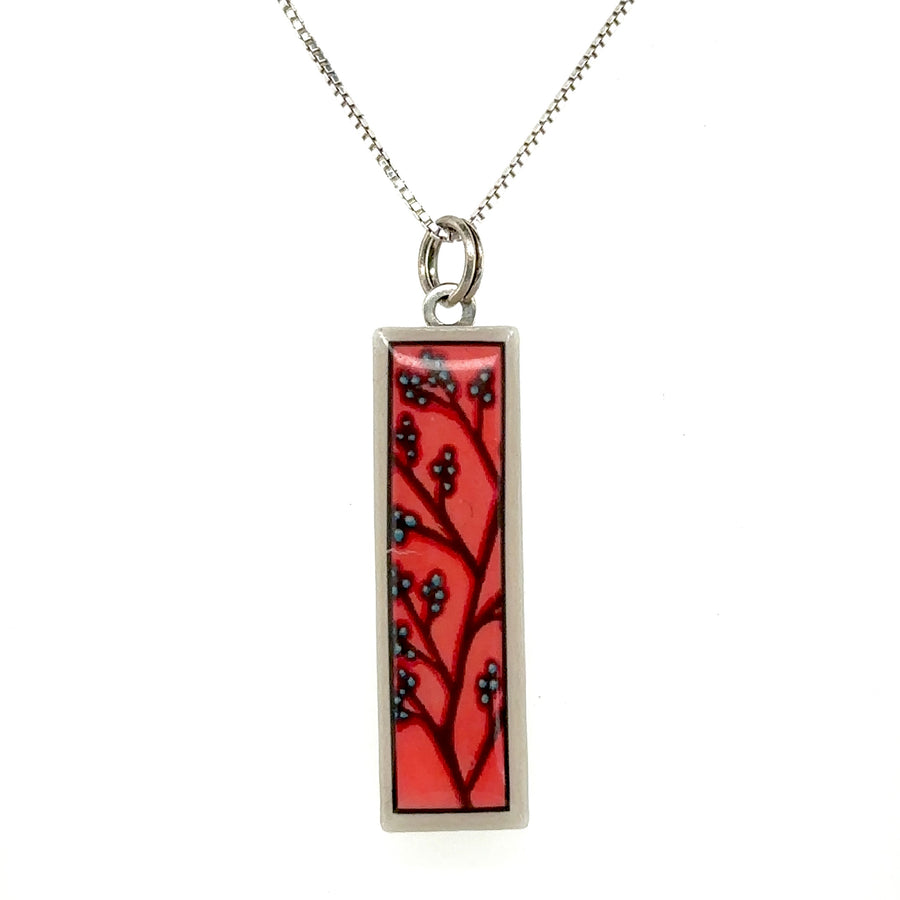 Pendant - Rectangle - Berries on Red