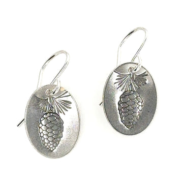Earrings - Oval with Pinecone