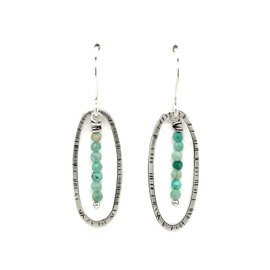 Earrings - Stamped Ovals with Turquoise