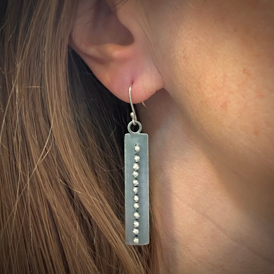 Earrings - Patinated Line Dots