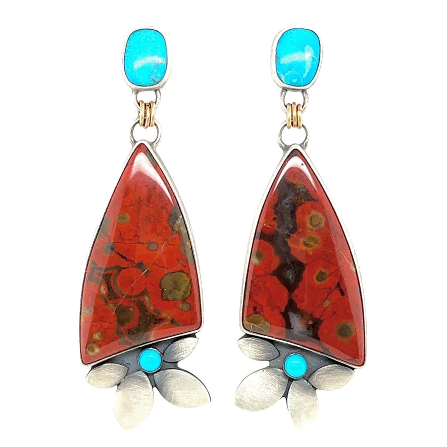 Morgan Hill Jasper and Turquoise Big Bloom Earrings